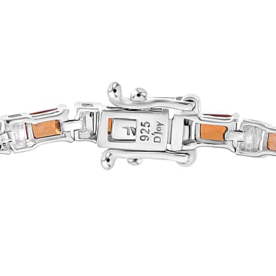 Multi Sapphire and Moissanite 9.15 ctw Rainbow Cascade Bracelet in Rhodium Over Sterling Silver (6.50 In)