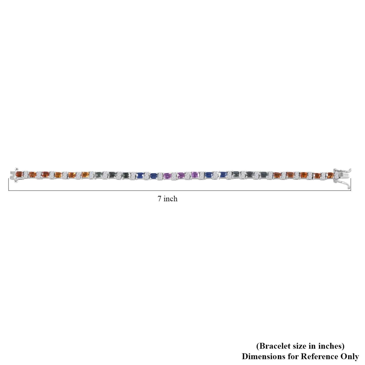 Multi Sapphire and Moissanite 9.15 ctw Rainbow Cascade Bracelet in Rhodium Over Sterling Silver (6.50 In) image number 3