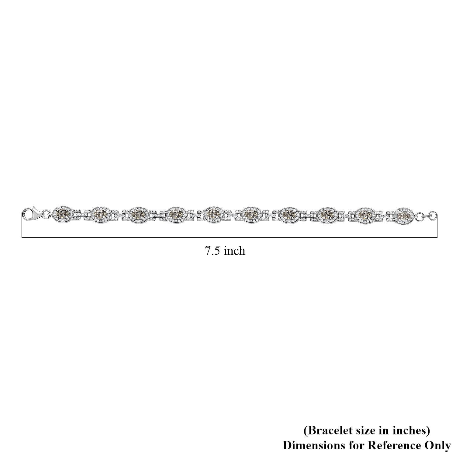 D'Joy AAA Turkizite and Moissanite 7.20 ctw Art and Deco Bracelet in Rhodium Over Sterling Silver (7.25 In)