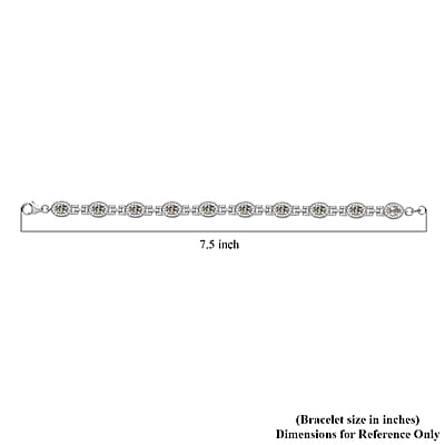 D'Joy AAA Turkizite and Moissanite 7.20 ctw Art and Deco Bracelet in Rhodium Over Sterling Silver (7.25 In)