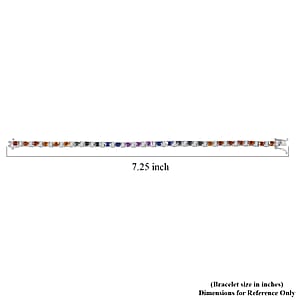 Multi Sapphire and Moissanite 9.25 ctw Rainbow Cascade Bracelet in Rhodium Over Sterling Silver (7.25 In)