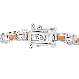 Multi Sapphire and Moissanite 9.50 ctw Rainbow Cascade Bracelet in Rhodium Over Sterling Silver (8.00 In)