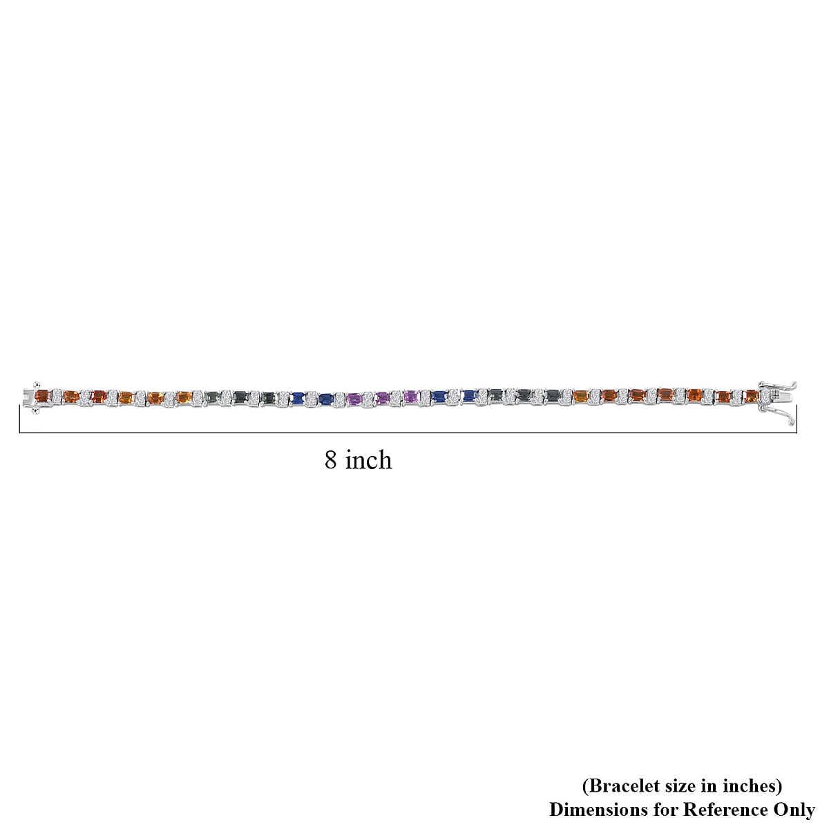 Multi Sapphire and Moissanite 9.50 ctw Rainbow Cascade Bracelet in Rhodium Over Sterling Silver (8.00 In) image number 3