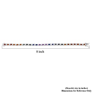 Multi Sapphire and Moissanite 9.50 ctw Rainbow Cascade Bracelet in Rhodium Over Sterling Silver (8.00 In)