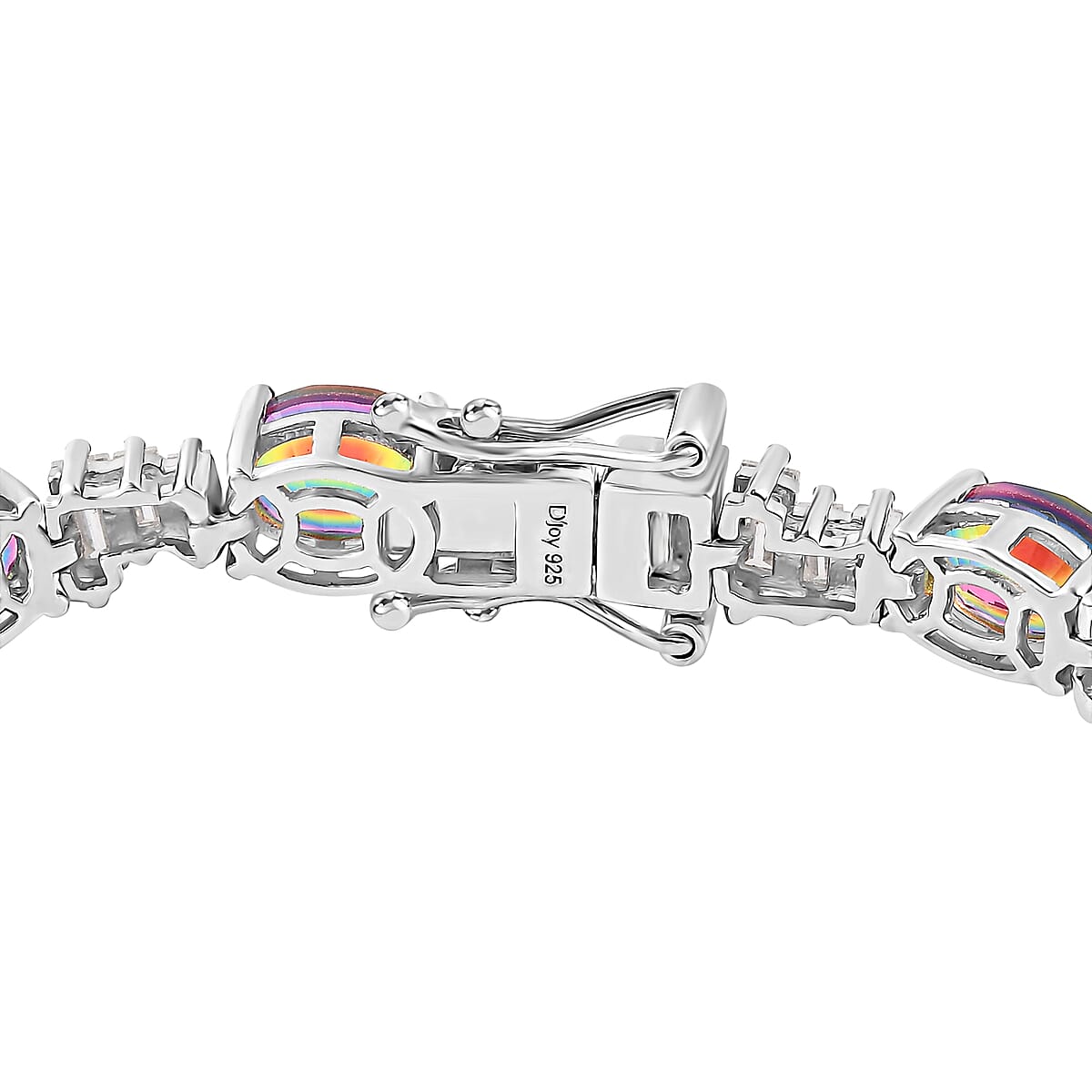 D'Joy Nebula Quartz Doublet and Moissanite 21.75 ctw Art Deco Bracelet in Rhodium Over Sterling Silver (8.00 In) image number 3