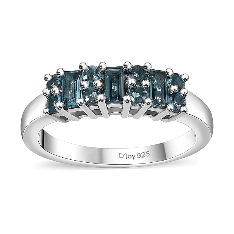D'Joy Pirineu Lagoon Tourmaline 0.90 ctw Ring in Rhodium Over Sterling Silver (Size 6.0)