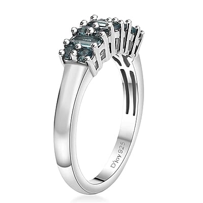 D'Joy Pirineu Lagoon Tourmaline 0.90 ctw Ring in Rhodium Over Sterling Silver (Size 6.0)