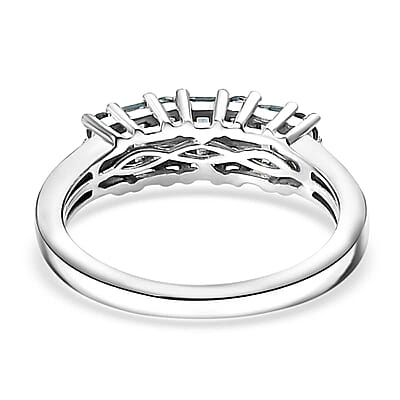 D'Joy Pirineu Lagoon Tourmaline 0.90 ctw Ring in Rhodium Over Sterling Silver (Size 6.0)