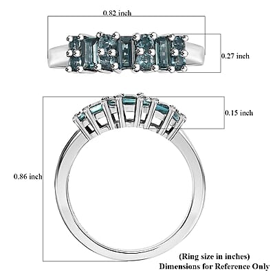 D'Joy Pirineu Lagoon Tourmaline 0.90 ctw Ring in Rhodium Over Sterling Silver (Size 6.0)