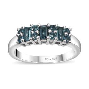 Pirineu Lagoon Tourmaline 0.90 ctw Ring in Rhodium Over Sterling Silver (Size 8.0)