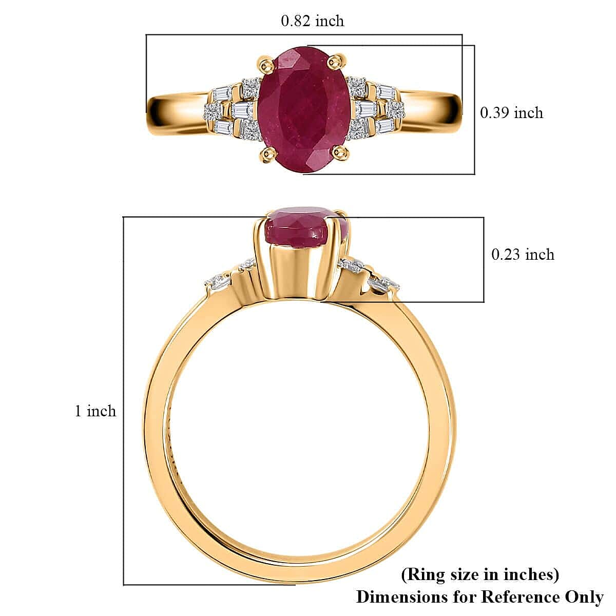 Luxoro AAA Montepuez Ruby and G-H I2 Diamond 1.90 ctw Ring in 10K Yellow Gold (Size 7.5) image number 5