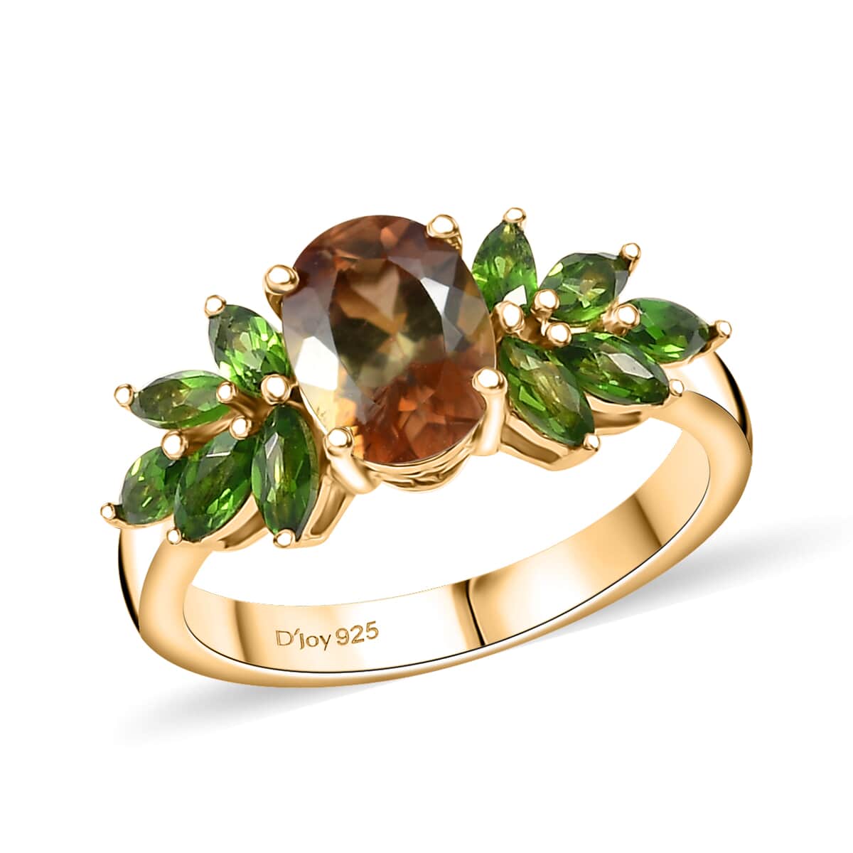 Jenipapo Andalusite and Chrome Diopside 2.20 ctw Autumn Forest Ring in 18K Vermeil Yellow Gold Over Sterling Silver (Size 10.0) image number 0