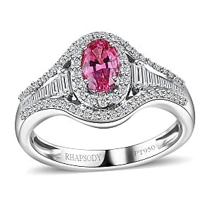 Rhapsody AAAA Mahenge Spinel and E-F VS2 Diamond 1.20 ctw Ring in 950 Platinum (Size 8.5) 6.10 Grams