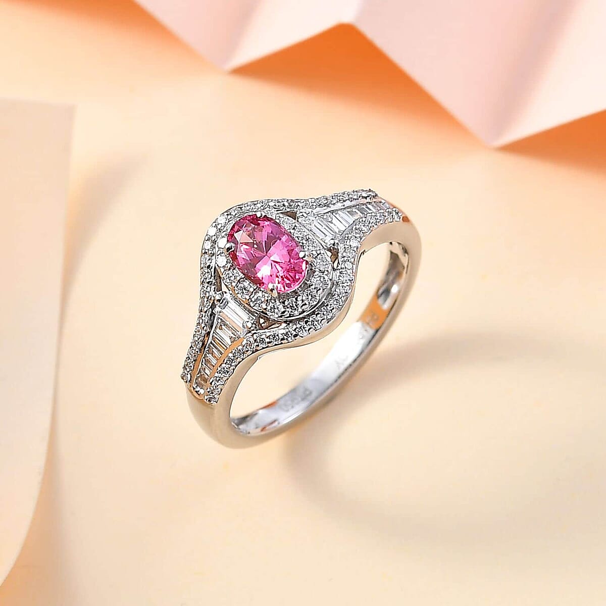 Rhapsody AAAA Mahenge Spinel and E-F VS2 Diamond 1.20 ctw Ring in 950 Platinum (Size 10.0) 6.10 Grams image number 1
