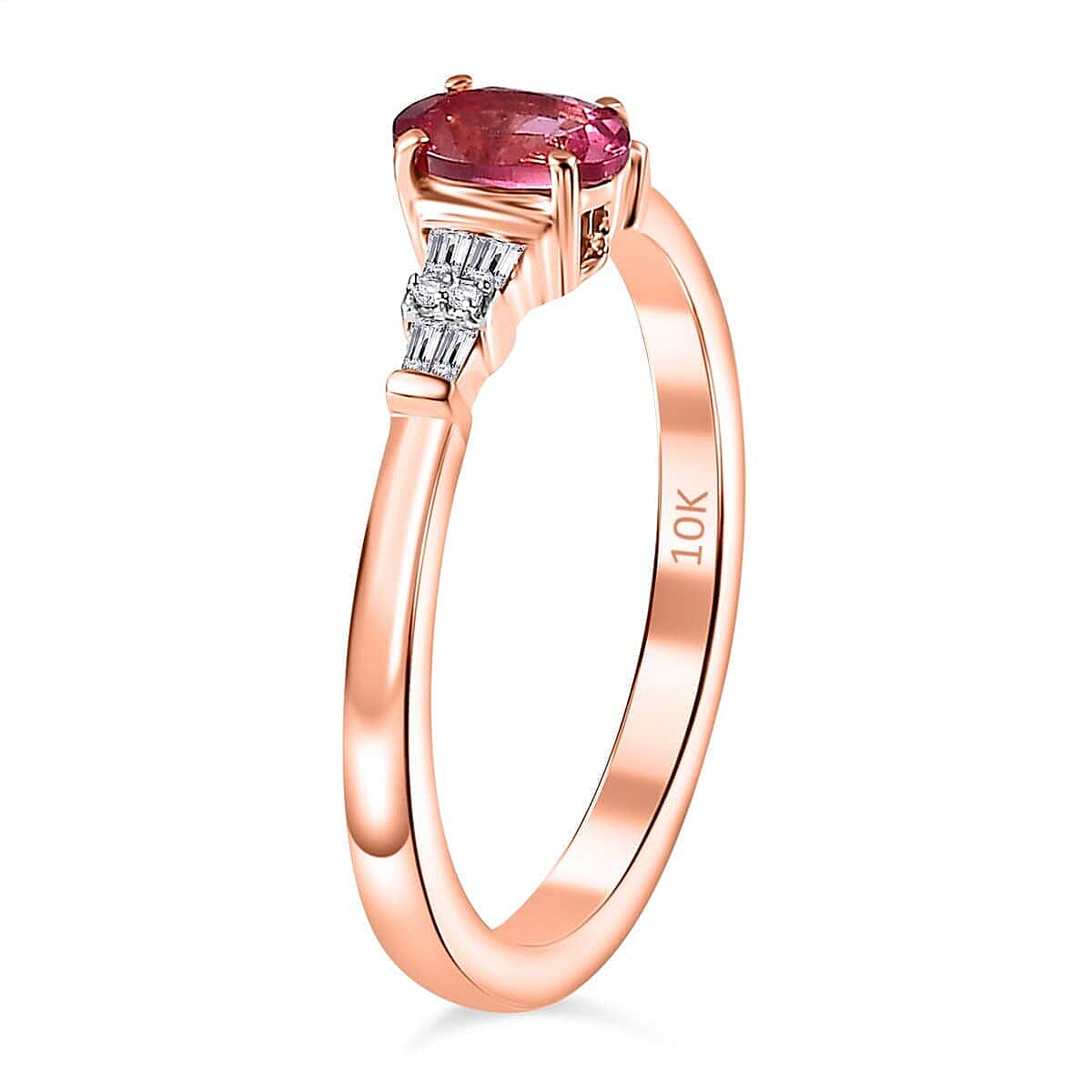 AAA Mahenge Spinel and G-H I2 Diamond 0.60 ctw Modern Glamour Ring in 10K Rose Gold (Size 7.5) image number 3