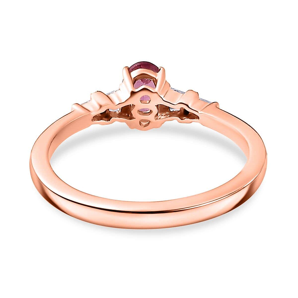 AAA Mahenge Spinel and G-H I2 Diamond 0.60 ctw Modern Glamour Ring in 10K Rose Gold (Size 7.5) image number 4