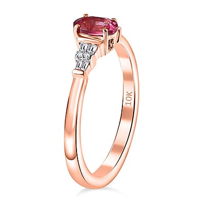 AAA Mahenge Spinel and G-H I2 Diamond 0.60 ctw Modern Glamour Ring in 10K Rose Gold (Size 10.0)