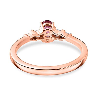AAA Mahenge Spinel and G-H I2 Diamond 0.60 ctw Modern Glamour Ring in 10K Rose Gold (Size 10.0)