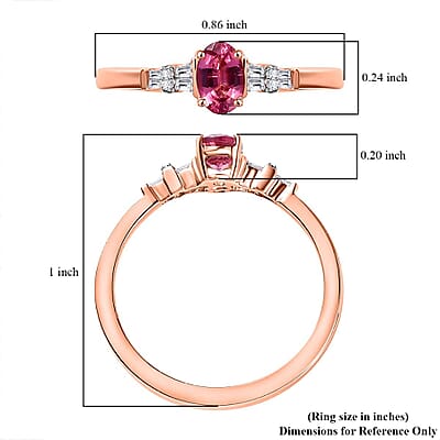 AAA Mahenge Spinel and G-H I2 Diamond 0.60 ctw Modern Glamour Ring in 10K Rose Gold (Size 10.0)