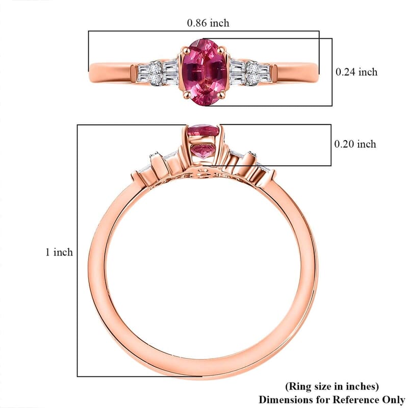 AAA Mahenge Spinel and G-H I2 Diamond 0.60 ctw Modern Glamour Ring in 10K Rose Gold (Size 10.0)