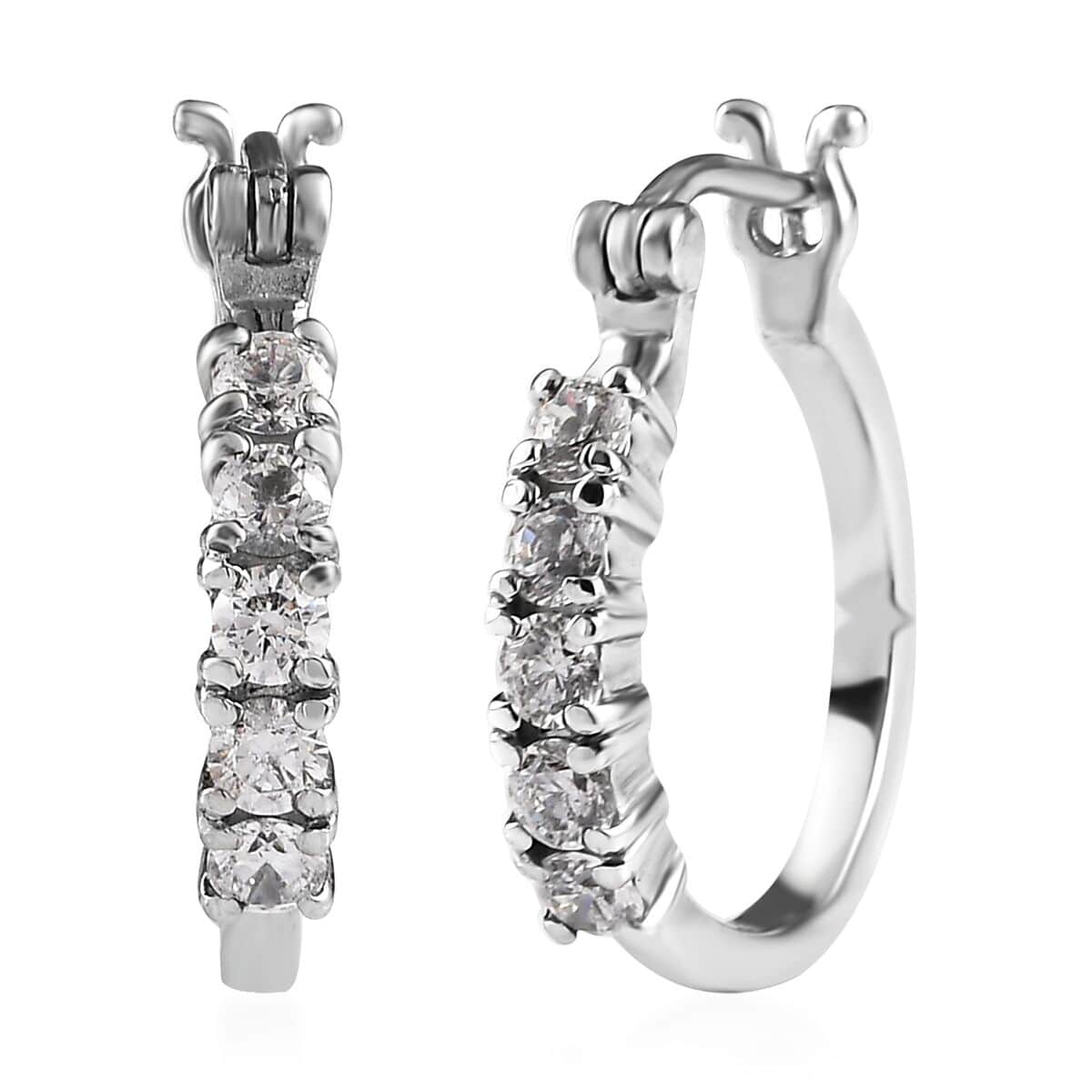 Simulated Diamond 2.00 ctw Hoop Earrings in Stainless Steel  image number 0