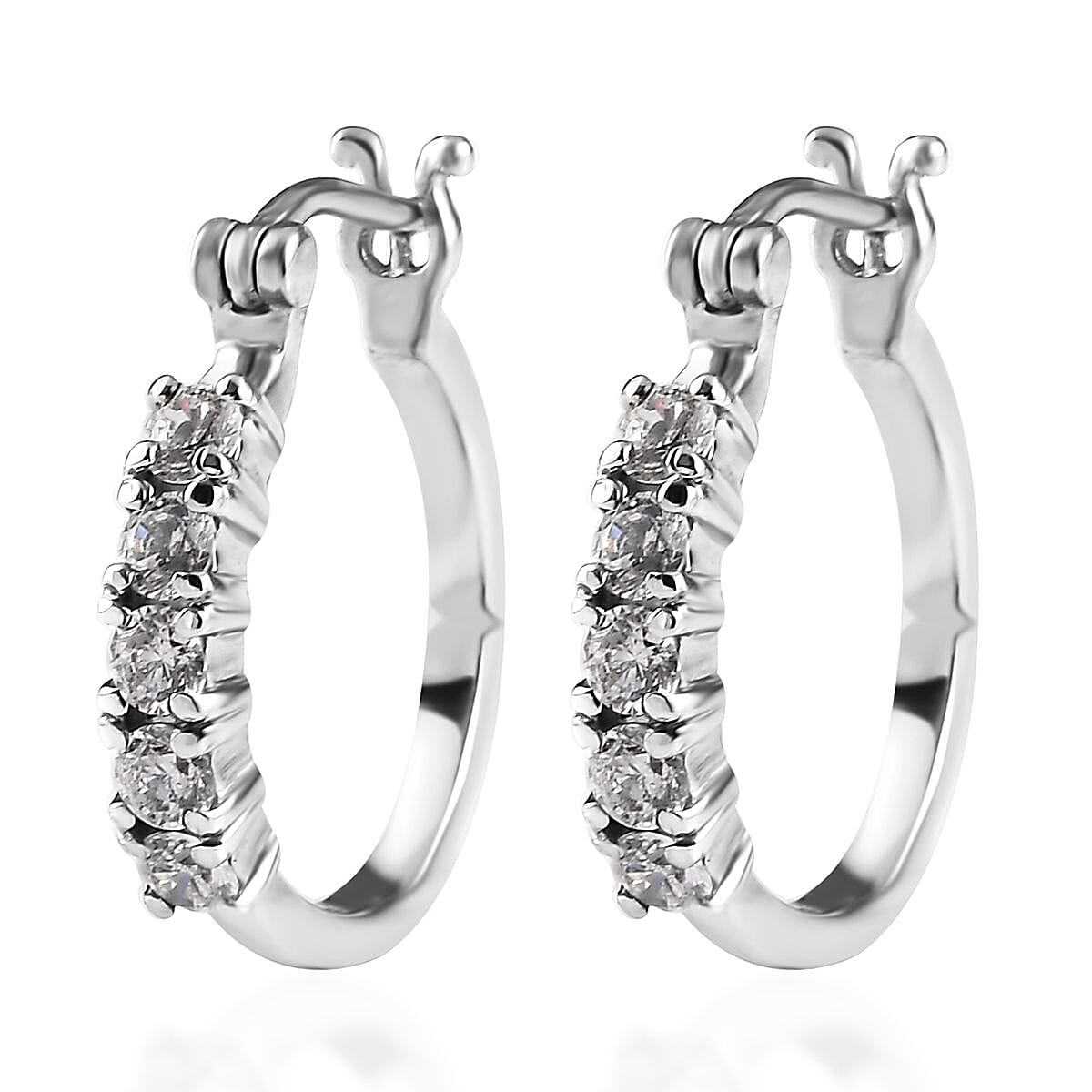 Simulated Diamond 2.00 ctw Hoop Earrings in Stainless Steel 