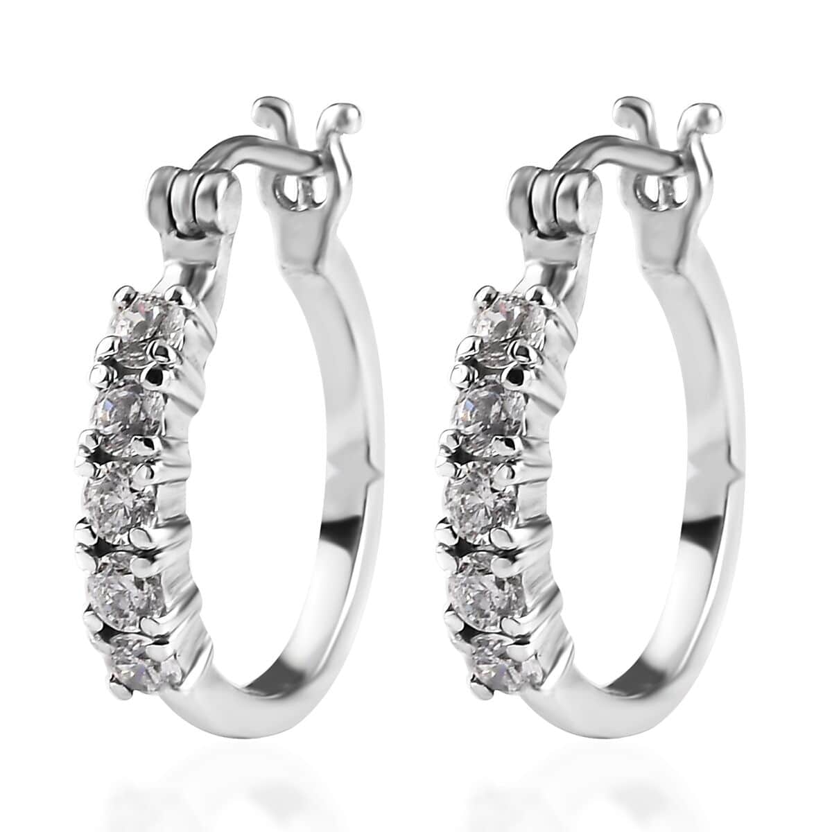 Simulated Diamond 2.00 ctw Hoop Earrings in Stainless Steel  image number 3