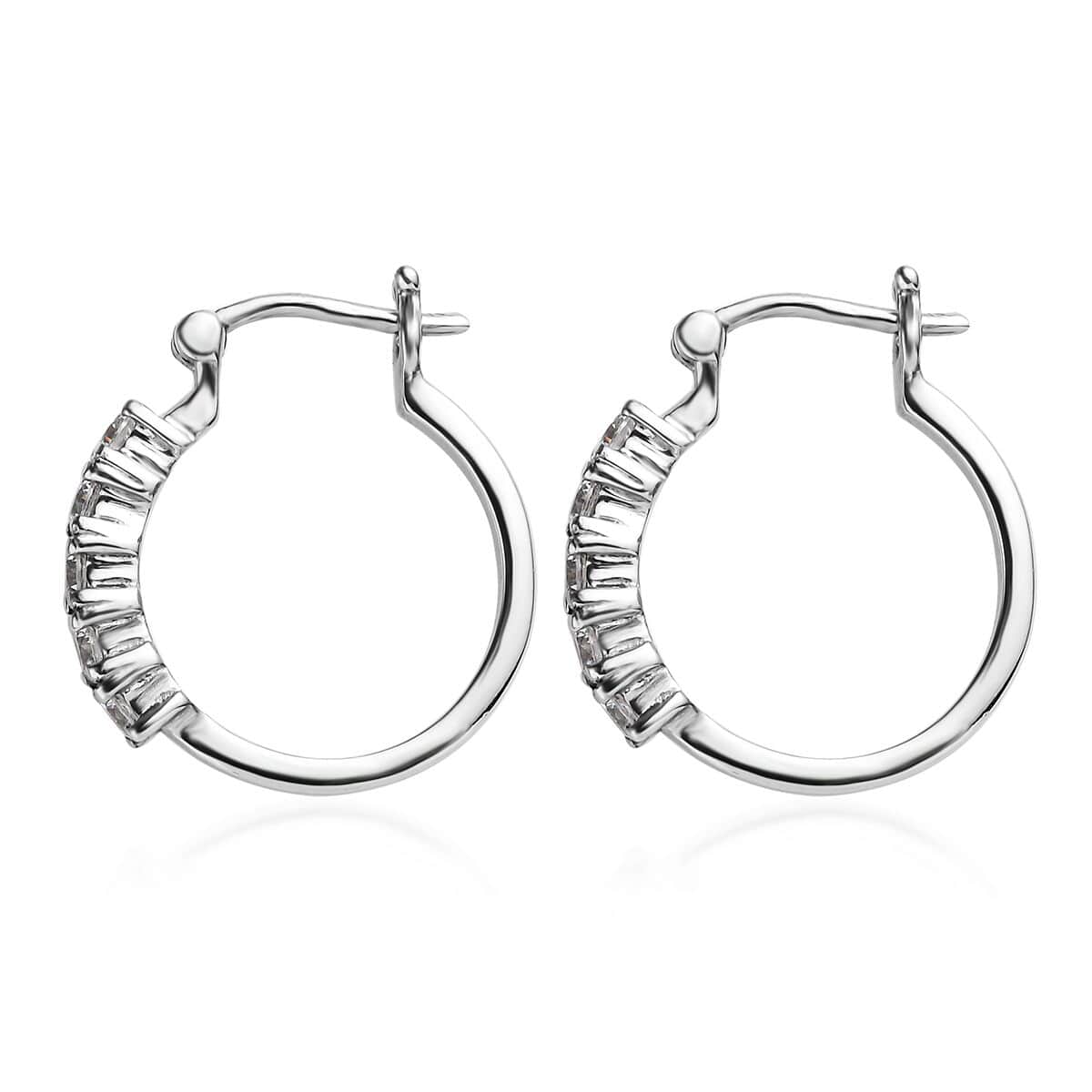 Simulated Diamond 2.00 ctw Hoop Earrings in Stainless Steel  image number 4