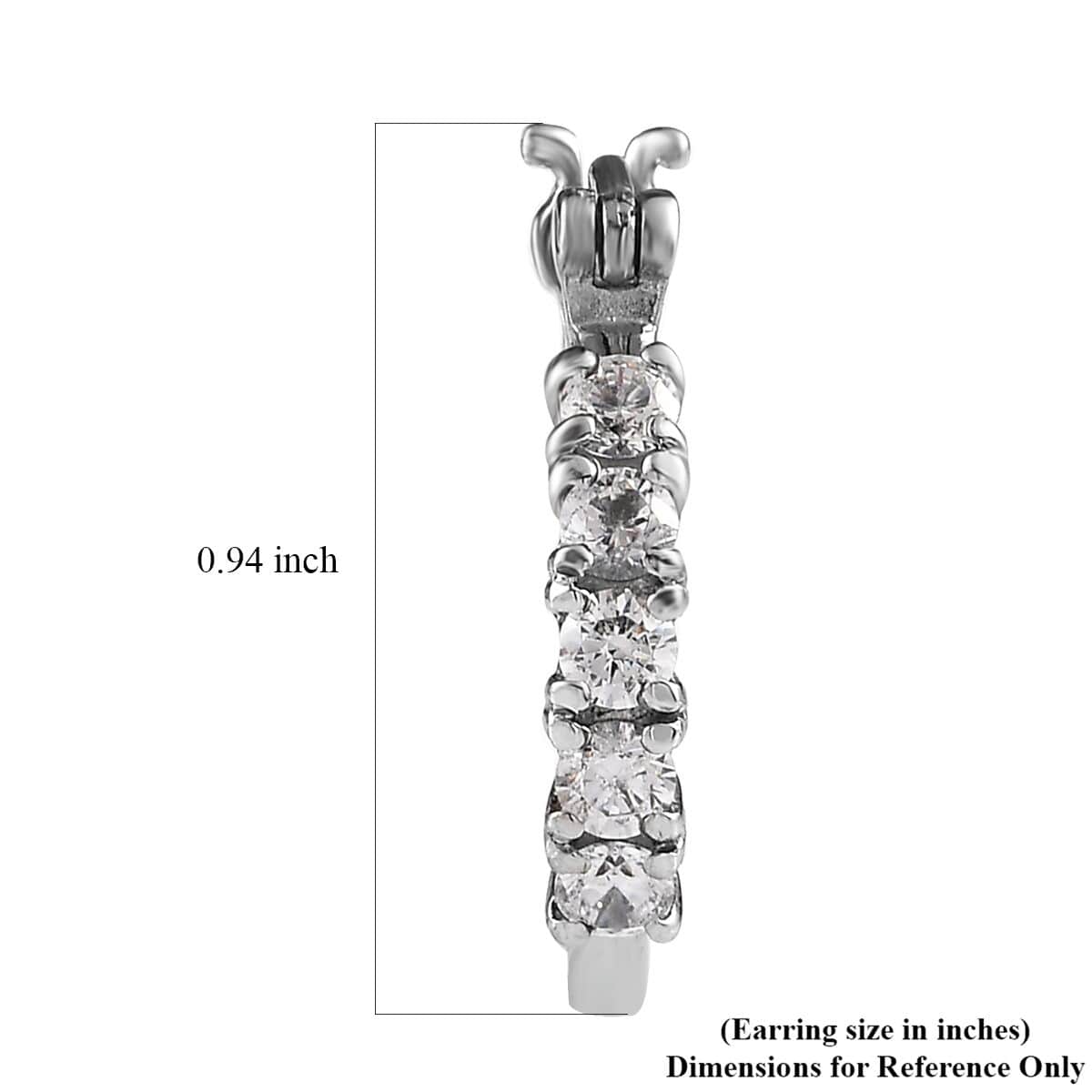 Simulated Diamond 2.00 ctw Hoop Earrings in Stainless Steel  image number 5