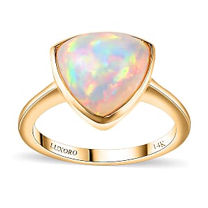 Luxoro AAA Ethiopian Welo Opal 3.90 ctw Ethereal Mystical Ring in 14K Yellow Gold (Size 6.5) 4.50 Grams