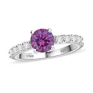 Pink and White Moissanite 1.40 ctw Ring in Rhodium Over Sterling Silver (Size 6.0)
