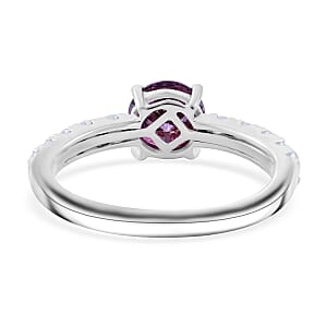 Pink and White Moissanite 1.40 ctw Ring in Rhodium Over Sterling Silver (Size 6.0)
