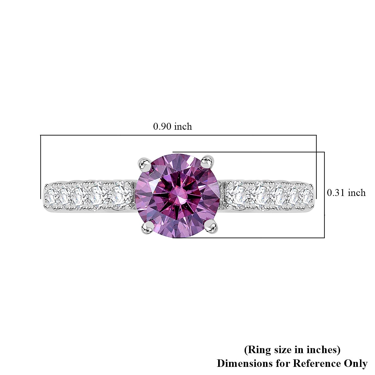 Pink and White Moissanite 1.40 ctw Ring in Rhodium Over Sterling Silver (Size 6.0) image number 4