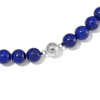 Lapis Lazuli Beaded Necklace 20 Inches in 14K RG Over Copper and Stainless Steel Lock 330.00 ctw