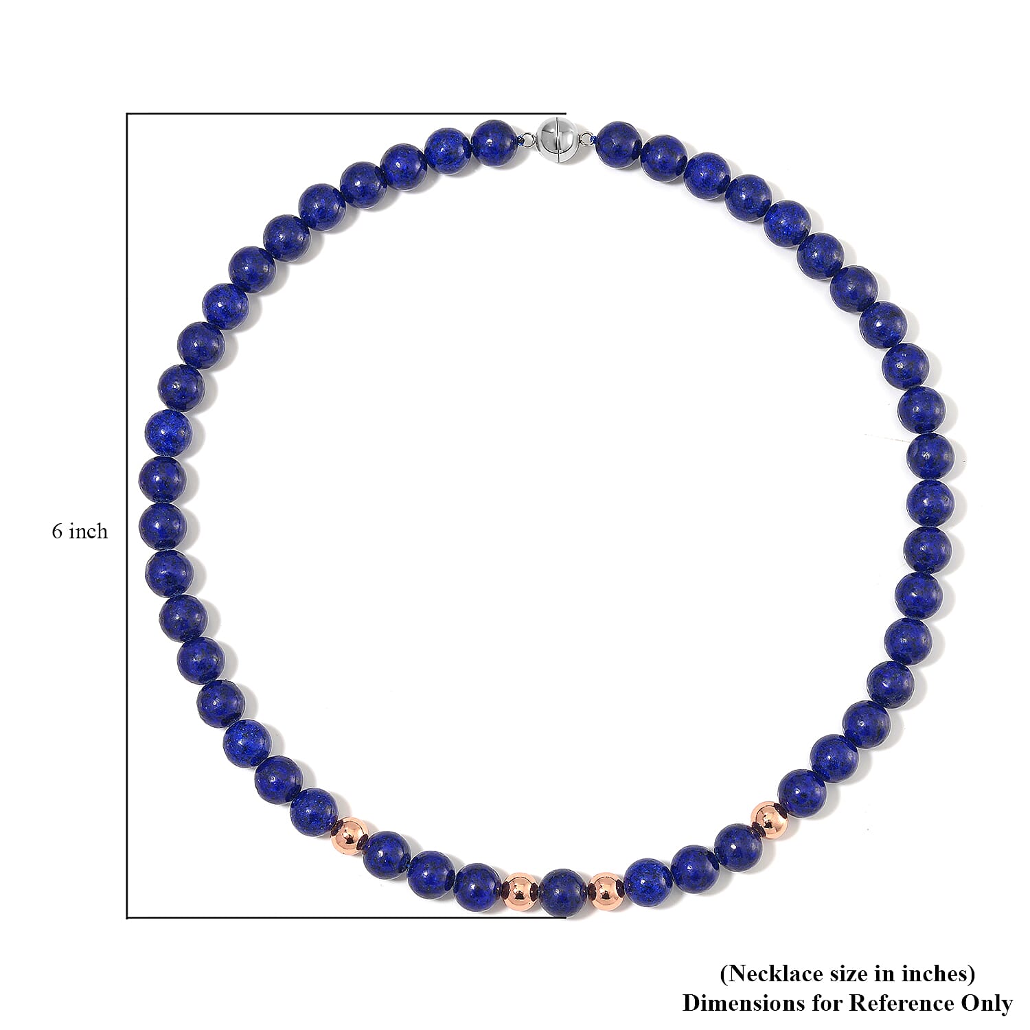 Lapis Lazuli Beaded Necklace 20 Inches in 14K RG Over Copper and Stainless Steel Lock 330.00 ctw