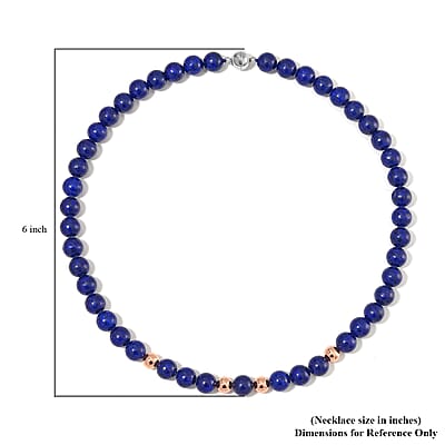 Lapis Lazuli Beaded Necklace 20 Inches in 14K RG Over Copper and Stainless Steel Lock 330.00 ctw