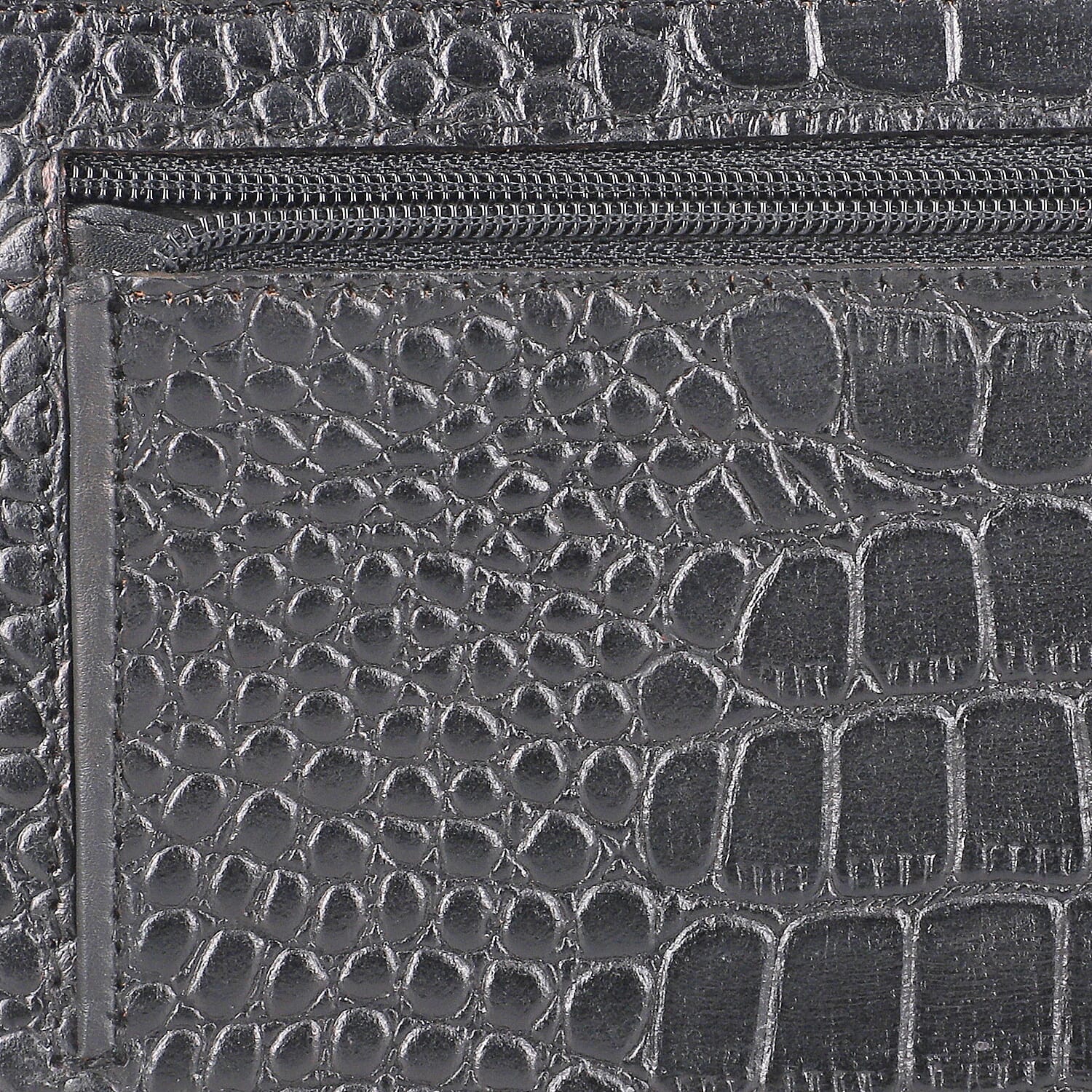 Union Code Black Crocodile Embossed Pattern RFID Protected Genuine Leather Wallet for Women , Leather Purse , Card Holder , Designer Wallet