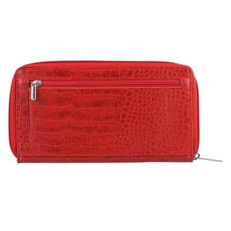 Union Code Red Crocodile Embossed Pattern RFID Protected Genuine Leather Wallet for Women | Leather Purse | Card Holder | Designer Wallet image number 6