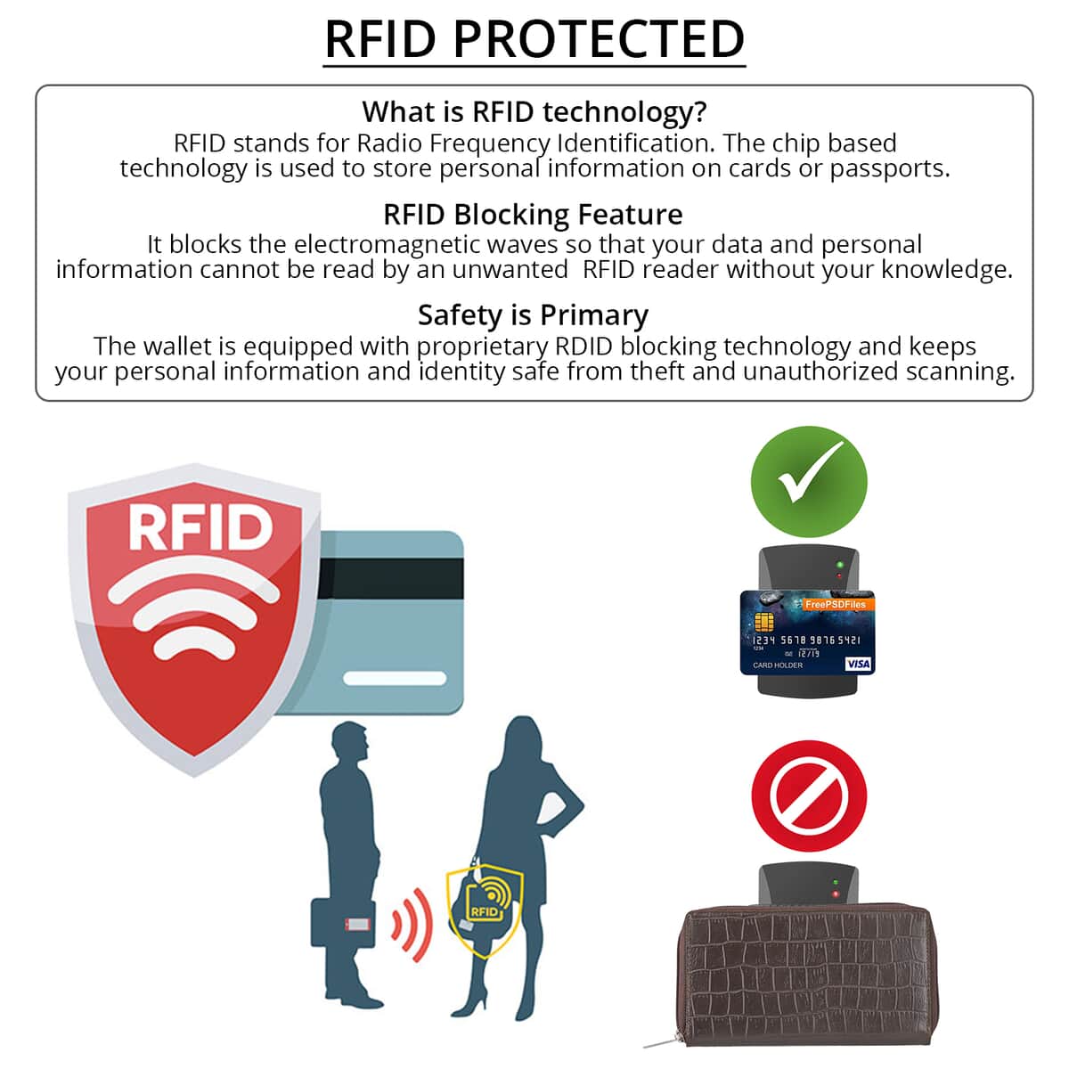 Union Code Dark Brown Crocodile Embossed Pattern RFID Protected Genuine Leather Wallet for Women | Leather Purse | Card Holder | Designer Wallet image number 2