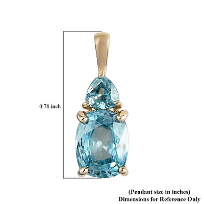 Luxoro Premium Ratanakiri Blue Zircon 3.75 ctw Drop Pendant without Chain in 10K Yellow Gold
