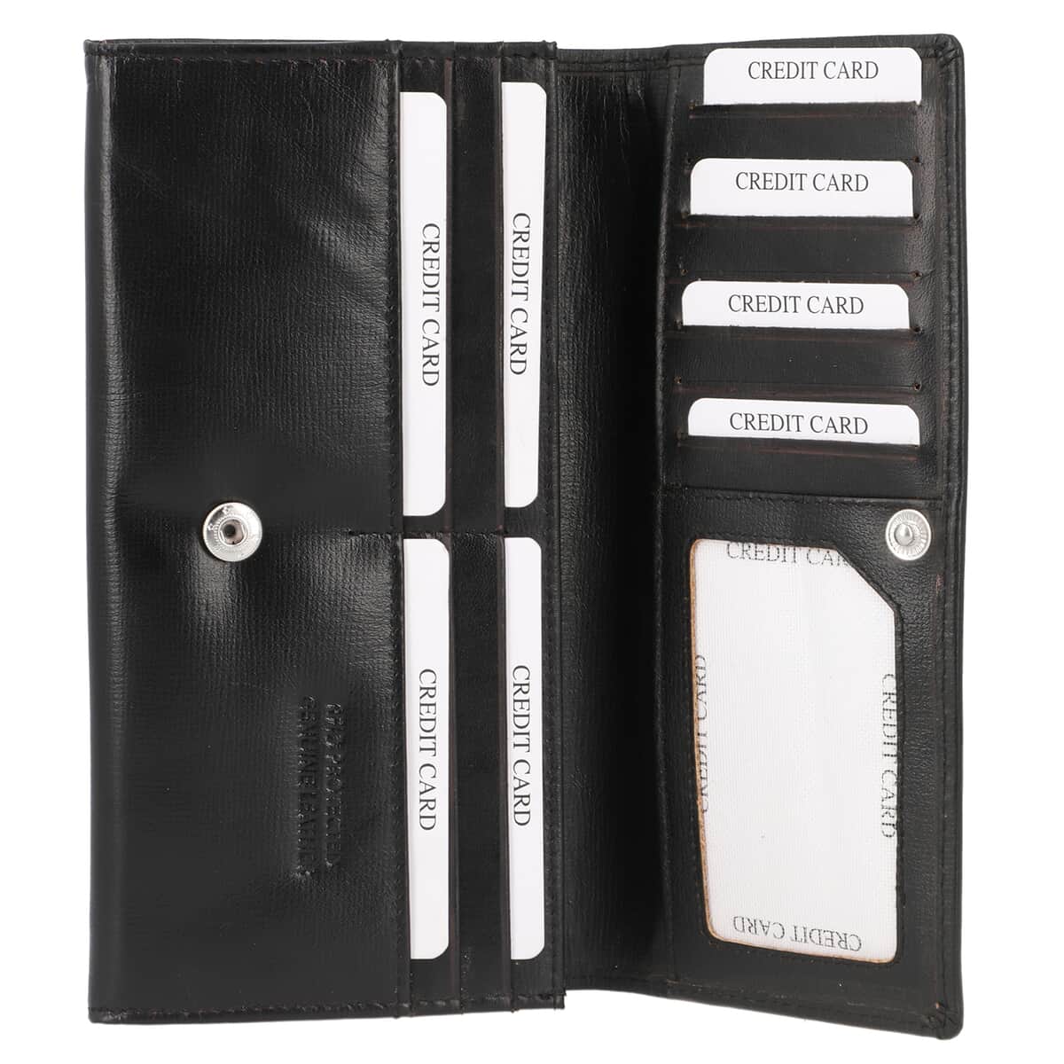 "UNION CODE -RFID Protected 100% Genuine Leather Women's Wallet SIZE: 7.5(L)x4.5(W) inches COLOR: Black " image number 4