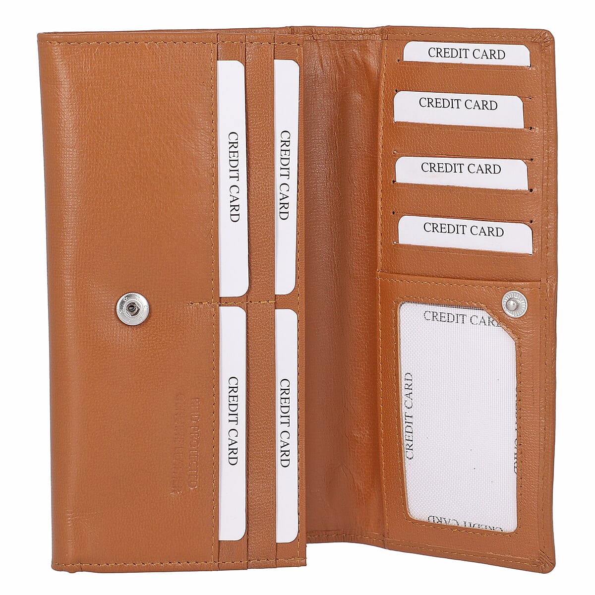 Union Code Tan Genuine Leather RFID Women's Wallet image number 4