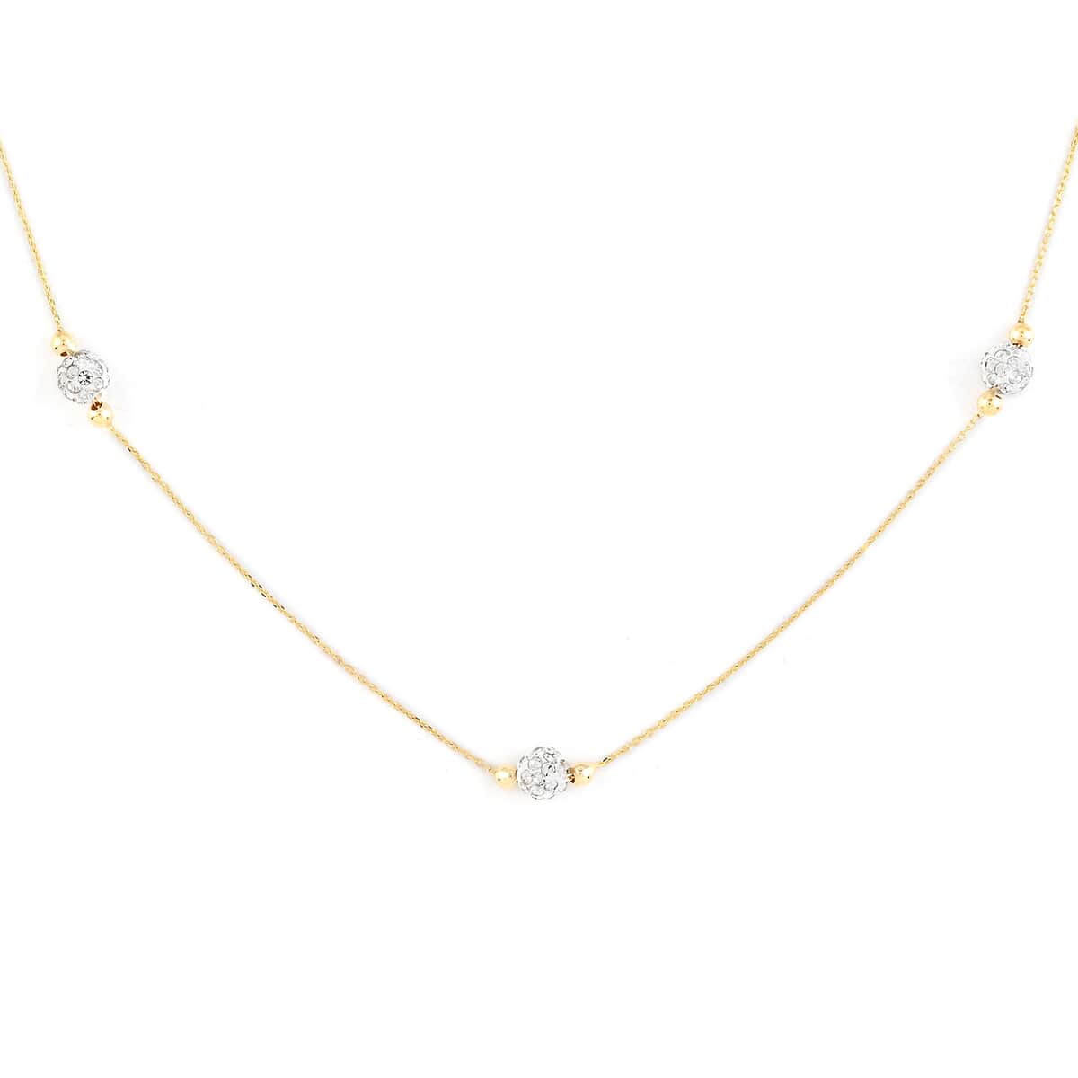 Maestro Gold Collection Italian 10K Yellow Gold 2mm Glass Spark Ball Station Necklace 18 Inches image number 0