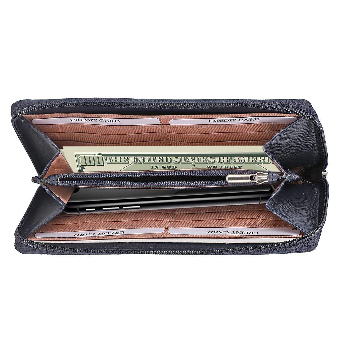 Union Code Navy Genuine Leather RFID Protected Women's Wallet image number 4