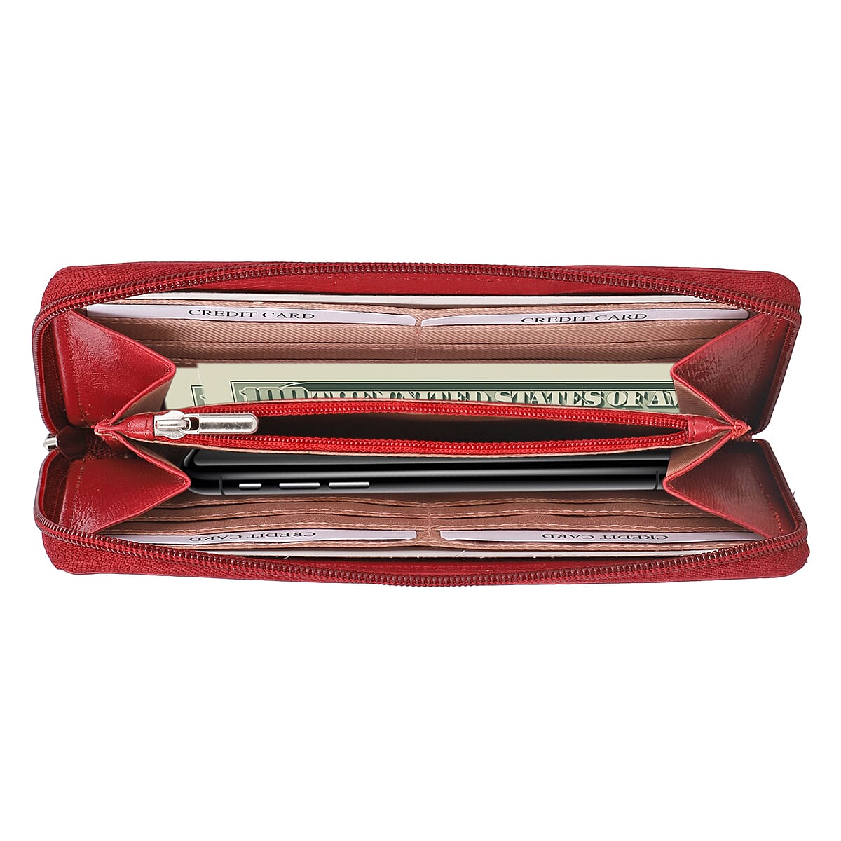 Union Code Red Genuine Leather RFID Protected Women's Wallet image number 4
