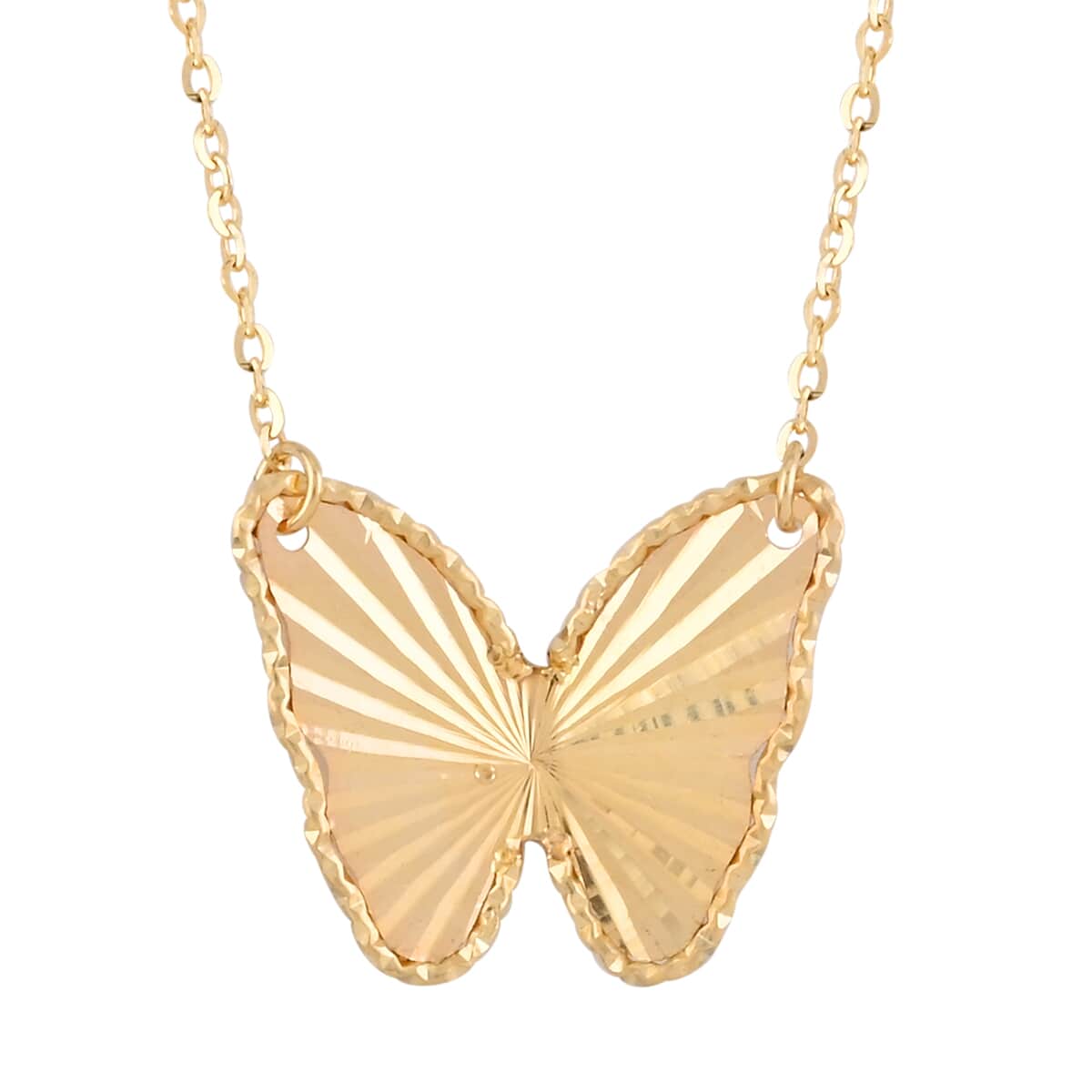 Maestro Gold Collection Italian 10K Yellow Gold 2mm Mirror Butterfly Necklace 18 Inches 1.35 Grams image number 0