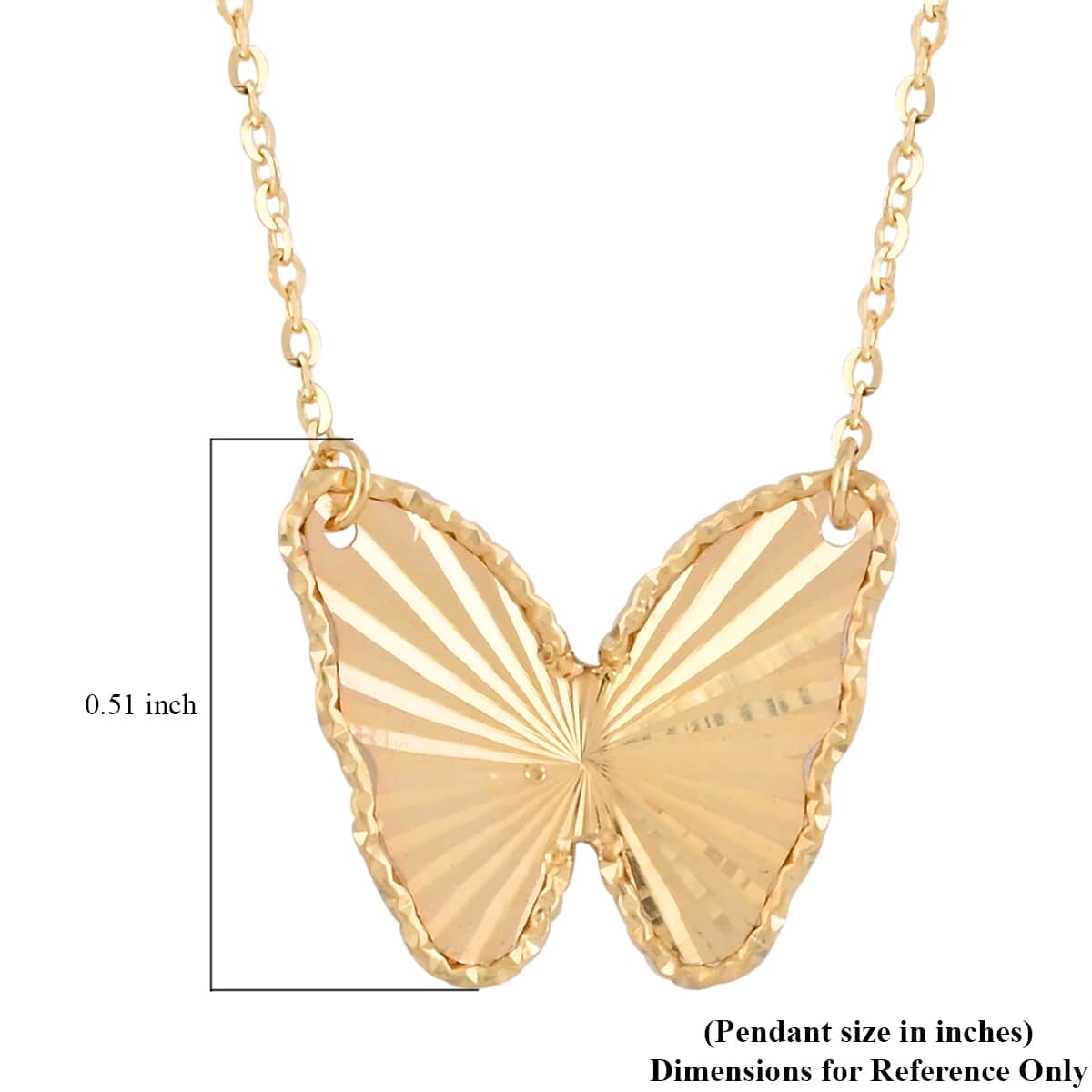 Maestro Gold Collection Italian 10K Yellow Gold 2mm Mirror Butterfly Necklace 18 Inches 1.35 Grams image number 5