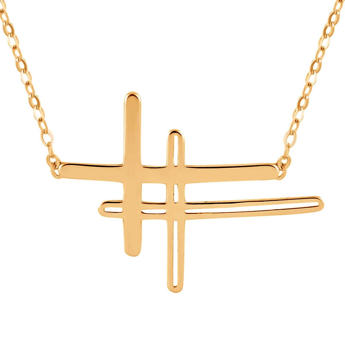 Maestro Gold Collection Italian 10K Yellow Gold Double Cross Necklace 18 Inches image number 0