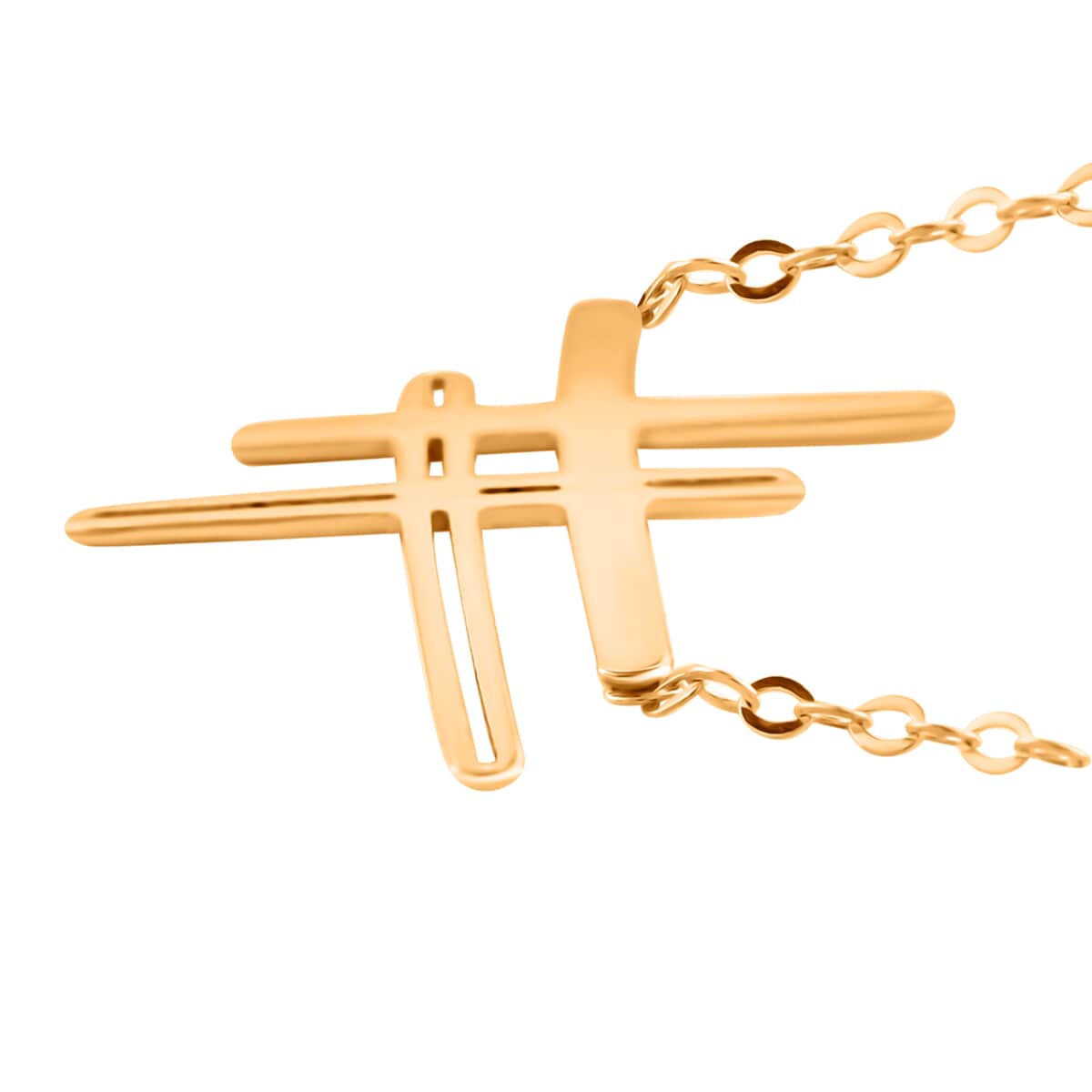Maestro Gold Collection Italian 10K Yellow Gold Double Cross Necklace 18 Inches image number 2