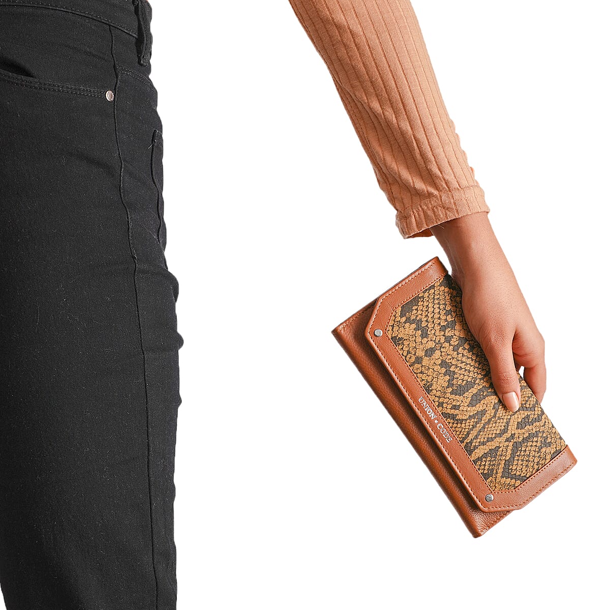 Union Code Tan Genuine Leather RFID Women's Wallet image number 1